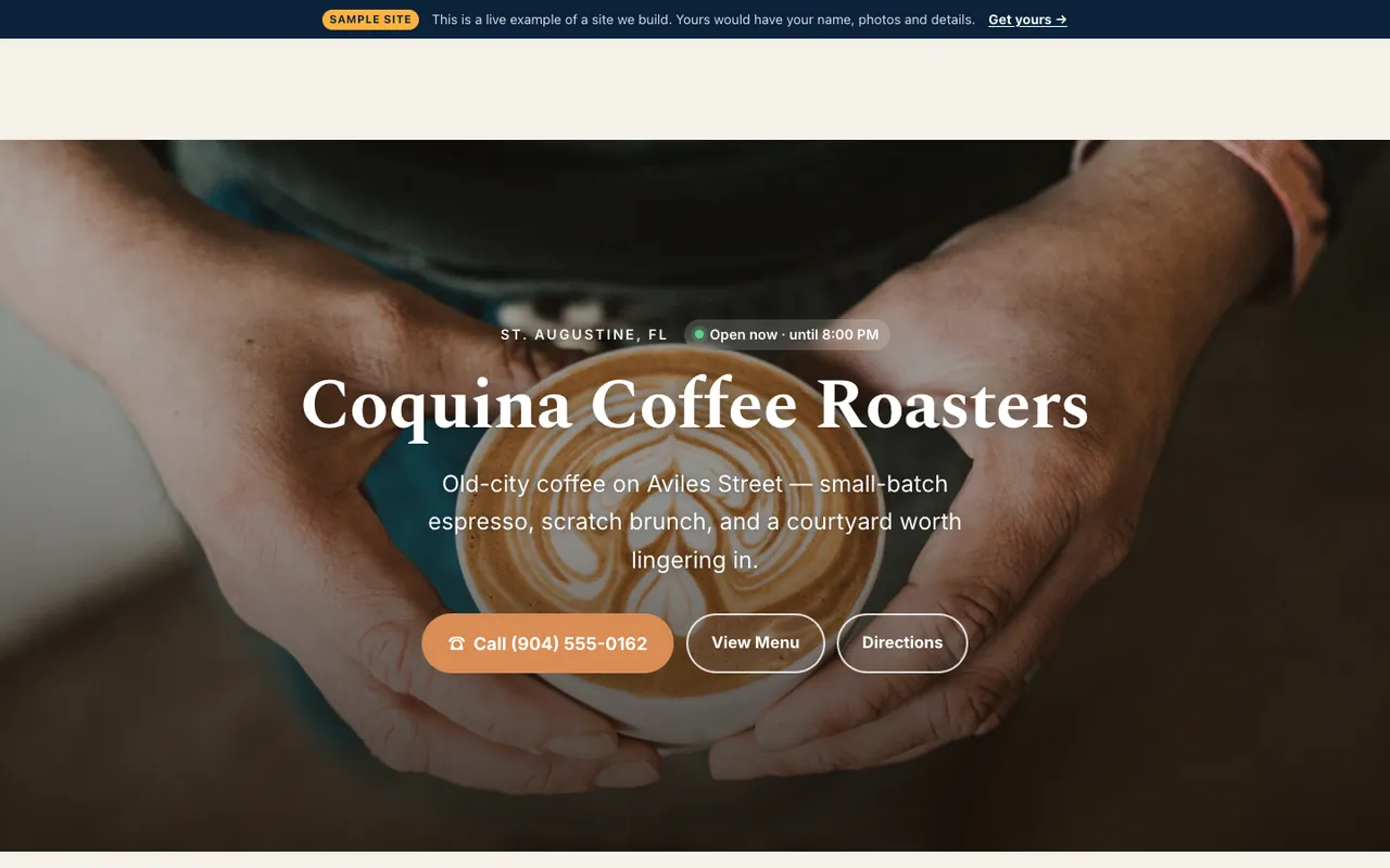 Growth-level café website by Florida AI Partners